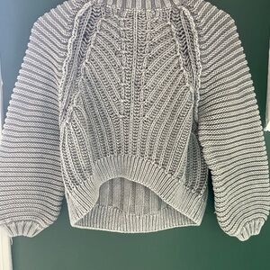 Crop style Gray Cable Knit Sweater